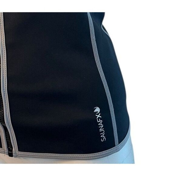 Womens M Black Neoprene Sauna Full Zip Vest Slimming Athlete Workout Saunafx - Picture 2 of 6